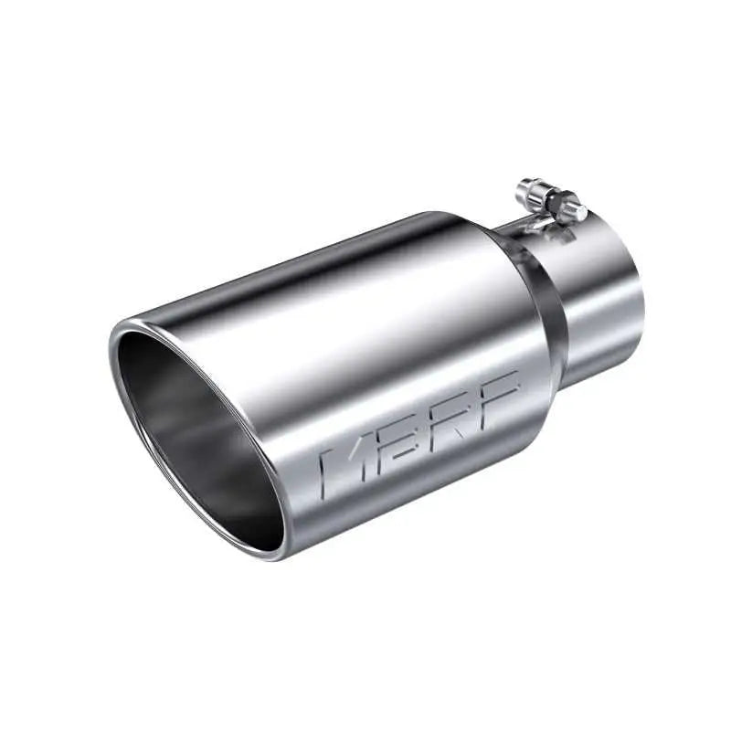 MBRP Universal Tip 6 O.D. Angled Rolled End 4" Inlet 12" Length, Mirror Polished T304 Stainless Steel.