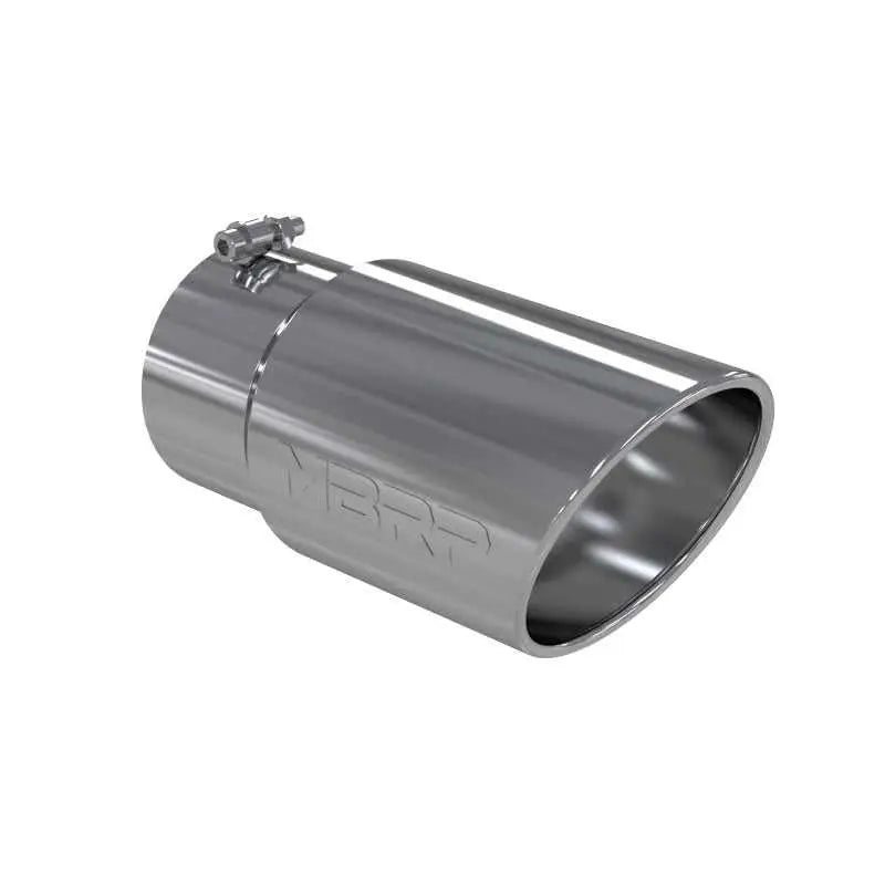 MBRP Universal Tip 6 O.D. Angled Rolled End 5 Inlet 12 Length, Mirror Polished T304 Stainless Steel Exhaust Tip for Automotive, RV, Powersports, Off-road, Marine, Exterior, Truck Accessories