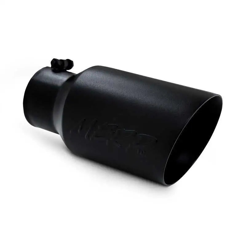 MBRP Universal Tip 6 O.D. Dual Wall Angled 4 inlet 12 length - Black Finish, sleek black-coated exhaust tip by MBRP, made with durable T304 stainless steel for style and performance.