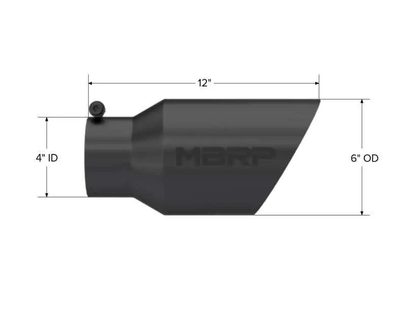 MBRP Universal Tip 6 O.D. Dual Wall Angled 4" Inlet 12" Length - Black Finish