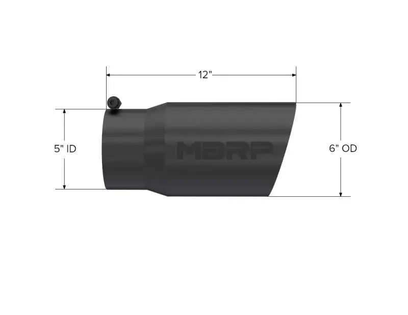 MBRP Universal Tip 6 O.D. Dual Wall Angled 5 inlet 12 length - Black Finish - RV and Auto Parts