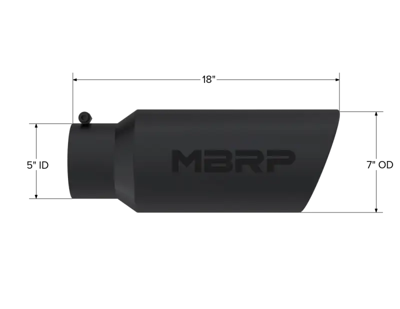 MBRP Universal Tip 7in O.D. Rolled End 5in inlet 18in length Black - Truck & Automotive