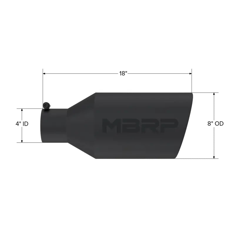 MBRP T5128BLK MBRP Universal Tip 8in O.D. Rolled End 4in inlet 18in length Black