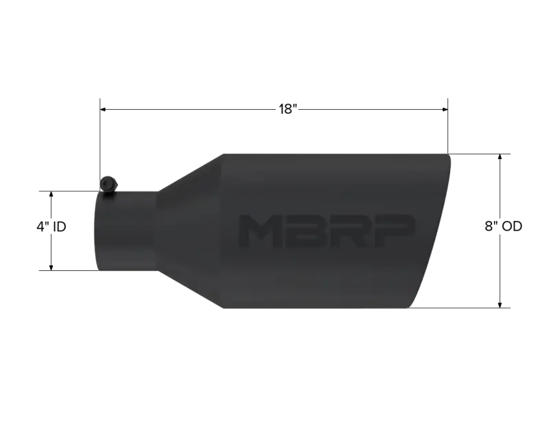 MBRP Universal Tip 8in O.D. Rolled End 4in inlet 18in length Black for RV, Automotive, Powersports, off-road, marine, exterior, truck accessories, interior, truck bed, rv parts, Performance, Truck & Automotive, Exhaust, Mufflers & Tips, AVADA - Best Sellers