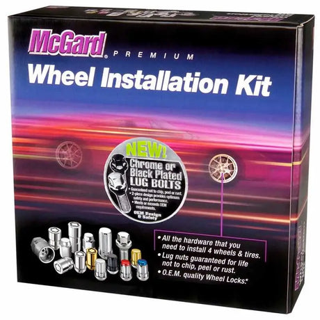 McGard 5 Lug Hex Install Kit w/Locks (Cone Seat Bolt) M12X1.5 / 17mm Hex / 25.5mm Shank L. - Black 