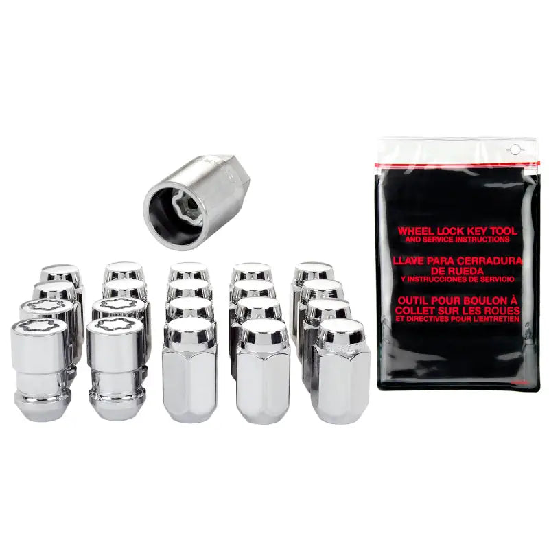McGard 5 Lug Hex Install Kit w/Locks (Cone Seat Nut) M12X1.5 / 13/16 Hex / 1.5in. Length - Chrome - 84557