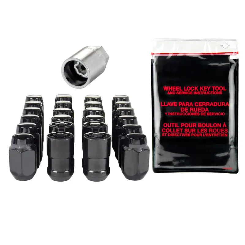 McGard 6 Lug Hex Install Kit w/Locks (Cone Seat Nut) M12X1.5 / 13/16 Hex / 1.5in. Length - Black - 84658