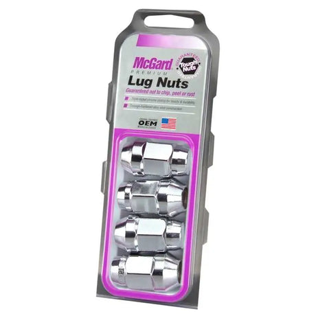 McGard Hex Lug Nut (Cone Seat Bulge Style) M14X1.5 / 13/16 Hex / 1.945in. Length (4-Pack) - Chrome 