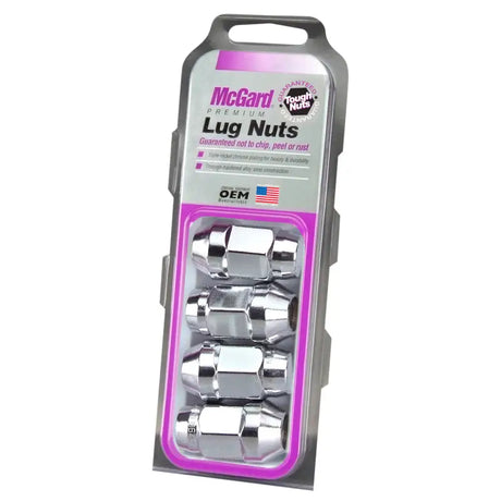 McGard Hex Lug Nut (Cone Seat Bulge Style) M14X1.5 / 22mm Hex / 1.635in. Length (4-Pack) - Chrome - 64073