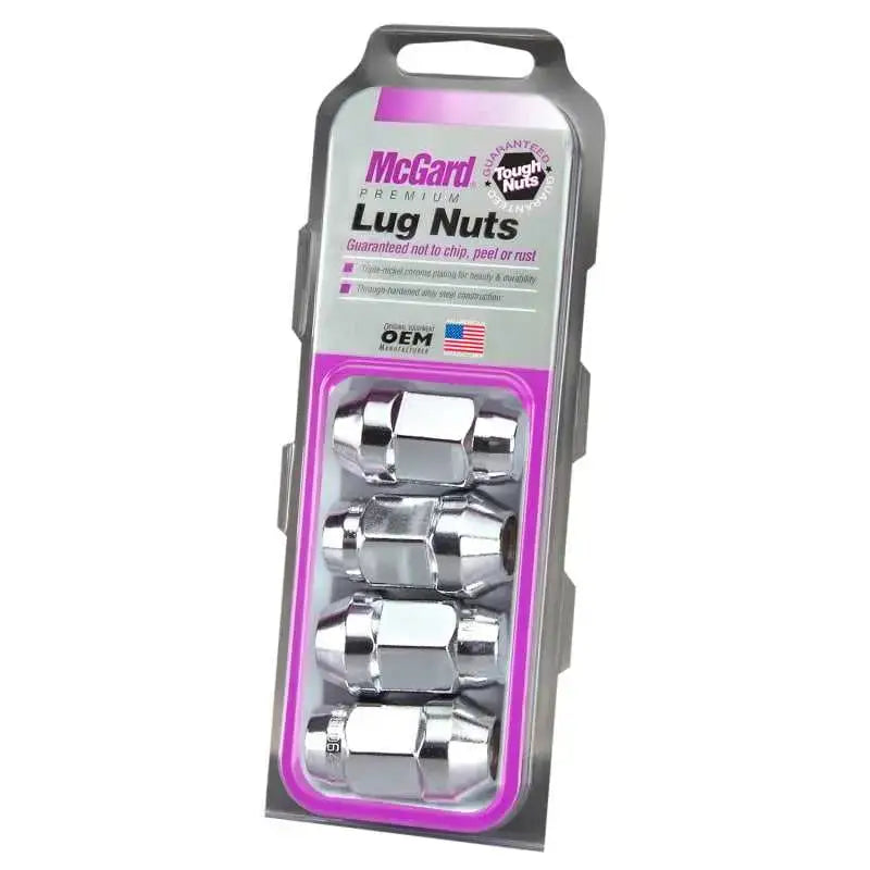 McGard Hex Lug Nut (Cone Seat Bulge Style) M14X1.5 / 22mm Hex / 1.635in. Length (4-Pack) - Chrome 