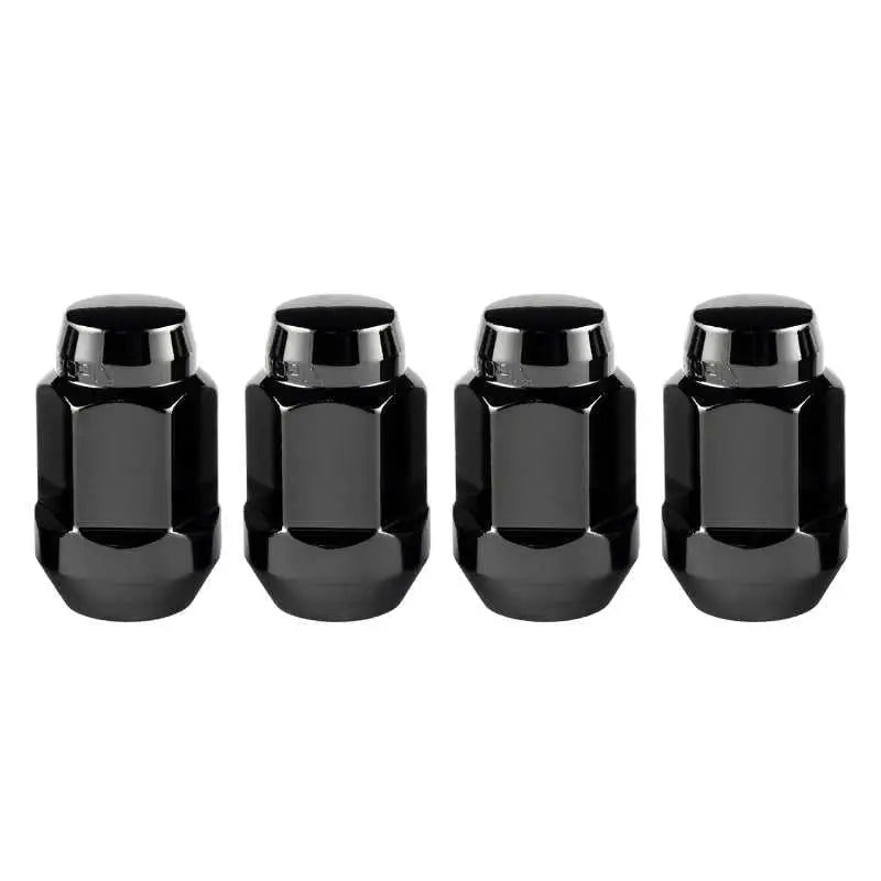McGard Hex Lug Nut (Cone Seat Bulge Style) M14X1.5 / 22mm Hex / 1.635in. Length (4-Pack) - Black 