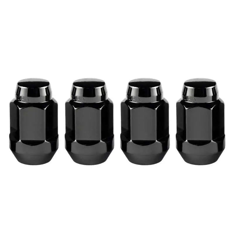 McGard Hex Lug Nut (Cone Seat Bulge Style) M14X1.5 / 22mm Hex / 1.635in. Length (4-Pack) - Black 
