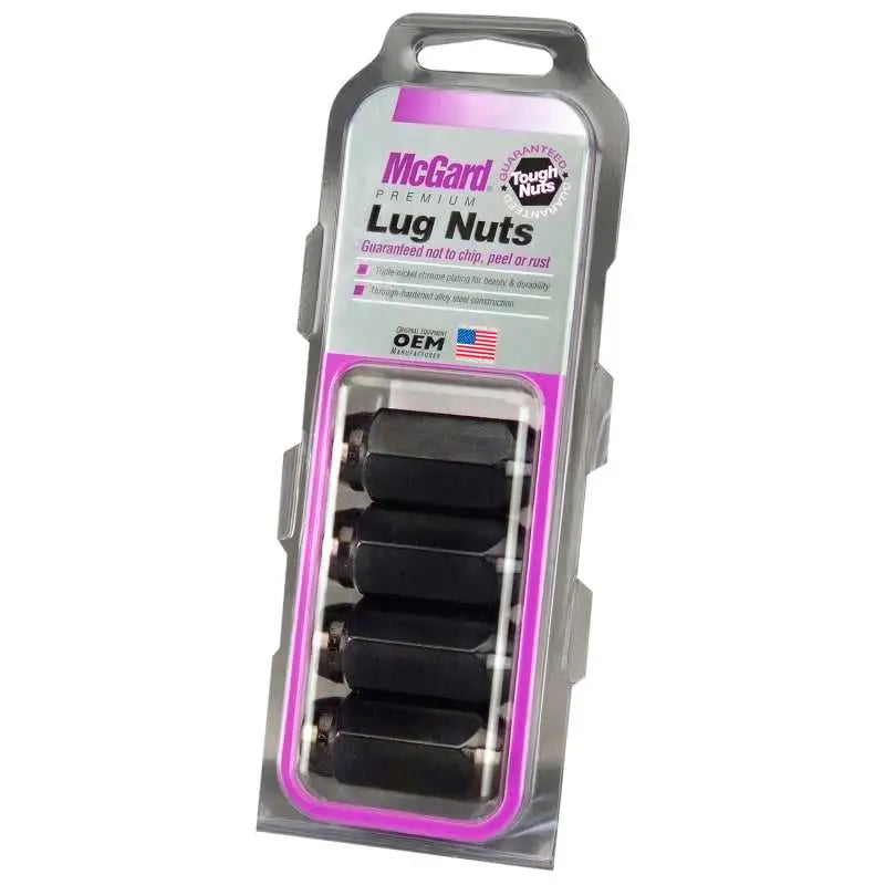 McGard Hex Lug Nut (Cone Seat) M14X1.5 / 22mm Hex / 1.635in. Length (4-Pack) - Black 