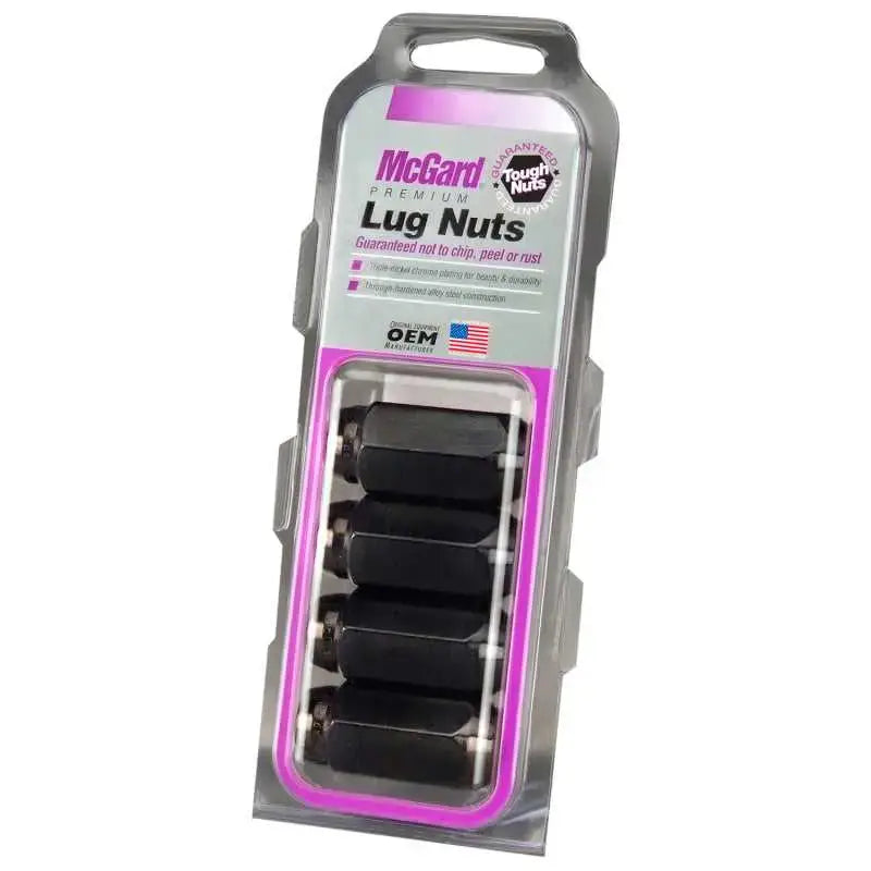 McGard McGard Hex Lug Nut (Cone Seat) M14X1.5 / 22mm Hex / 1.635in. Length (4-Pack) - Black