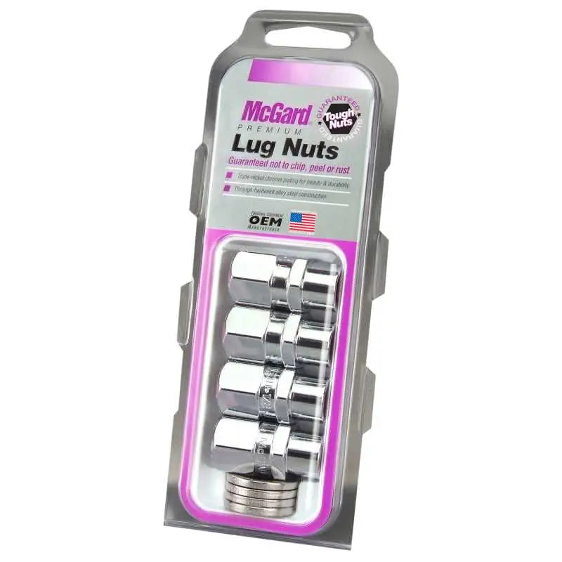 McGard McGard Hex Lug Nut (Drag Racing Short Shank) M12X1.5 / 13/16 Hex / 1.6in. Length (4-Pack) - Chrome