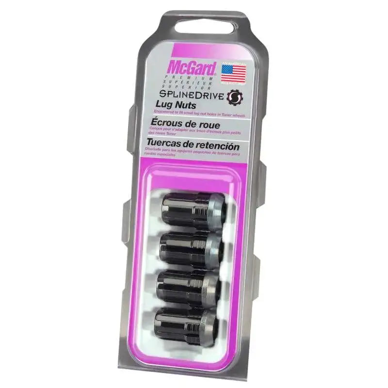 McGard SplineDrive Lug Nut (Cone Seat) M12X1.25 / 1.24in. Length (4-Pack) - Black (Req. Tool) 