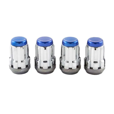 McGard SplineDrive Lug Nut (Cone Seat) M12X1.25 / 1.24in. Length (4-Pack) - Blue Cap (Req. Tool) 