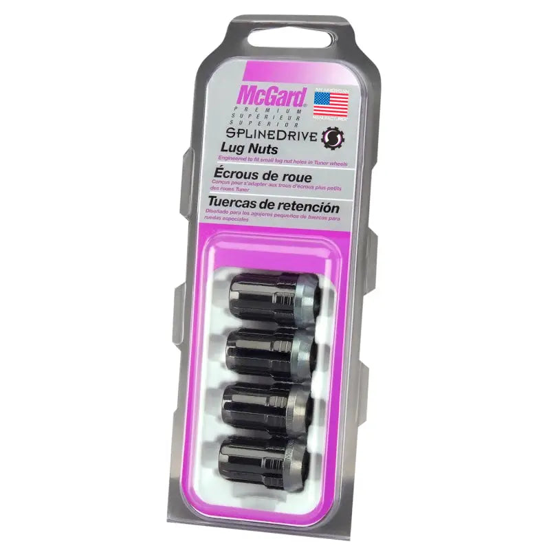 McGard SplineDrive Lug Nut (Cone Seat) M12X1.25 / 1.24in. Length (4-Pack) - Black (Req. Tool) - 65354BK