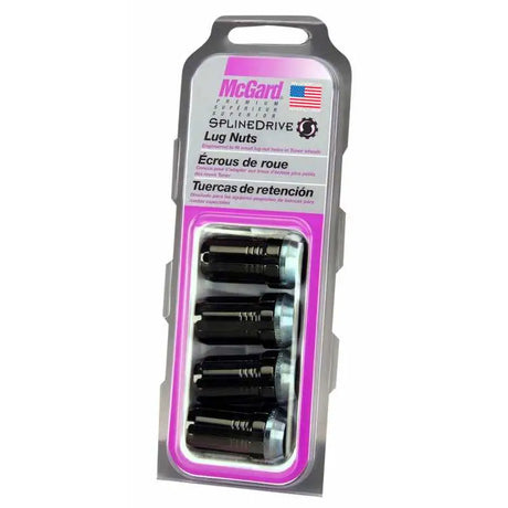 McGard SplineDrive Lug Nut (Cone Seat) M14X1.5 / 1.935in. Length (4-Pack) - Black (Req. Tool) 