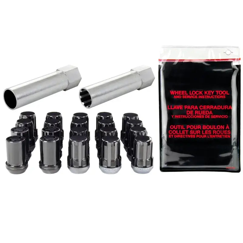 McGard SplineDrive Tuner 5 Lug Install Kit w/Locks & Tool (Cone) M12X1.25 / 13/16 Hex - Black - 65554BK