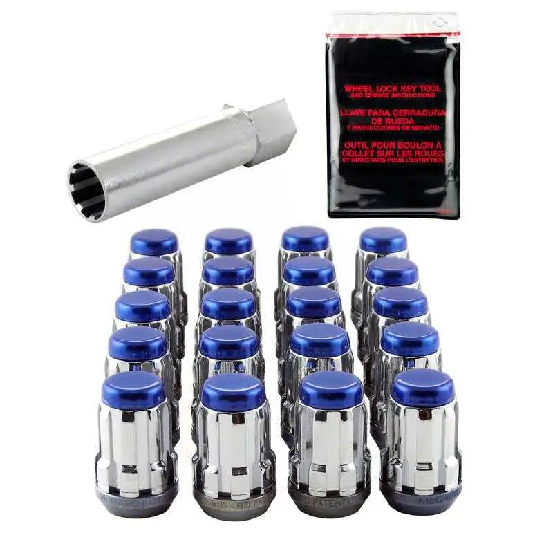 McGard SplineDrive Tuner 5 Lug Install Kit w/Tool (Cone) M12X1.25 / 13/16 Hex / 1.24in. L - Blue Cap 