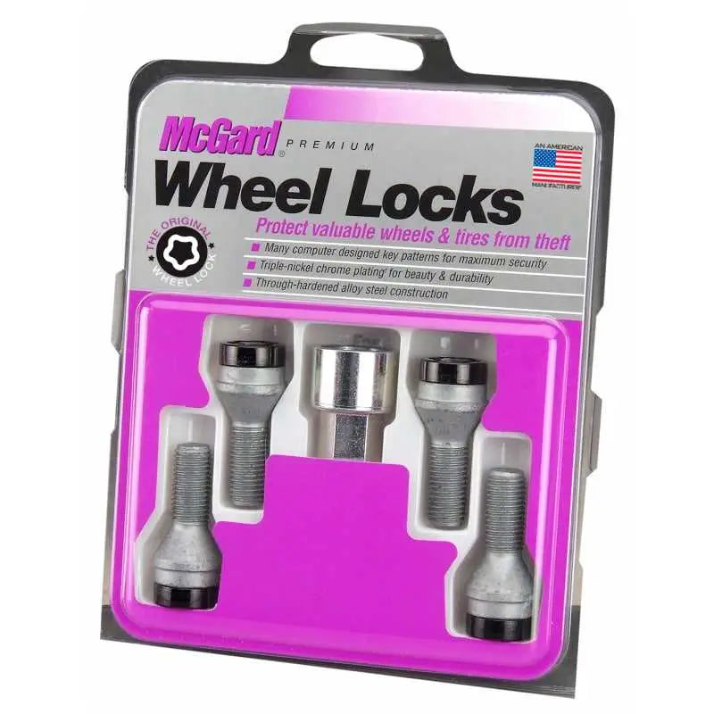 McGard McGard Wheel Lock Bolt Set - 4pk. (Cone Seat) M12X1.5 / 17mm Hex / 25.5mm Shank Length - Black