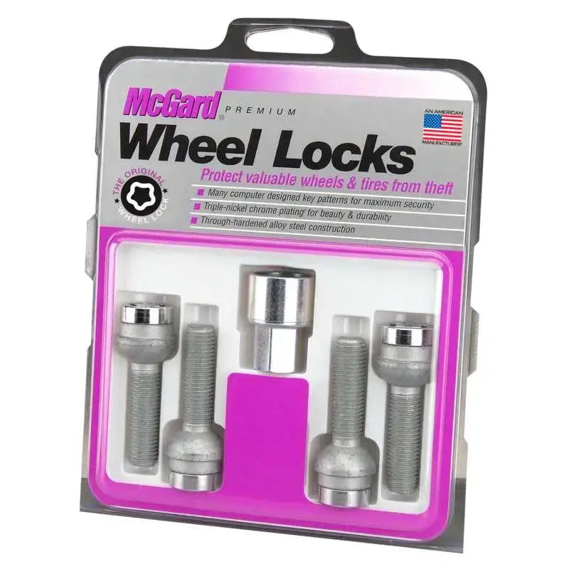 McGard Wheel Lock Bolt Set - 4pk. (Radius Seat) M14X1.5 / 17mm Hex / 26.7mm Shank Length - Chrome 