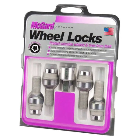 McGard Wheel Lock Bolt Set - 4pk. (Radius Seat) M14X1.5 / 17mm Hex / 28.2mm Shank Length - Chrome 