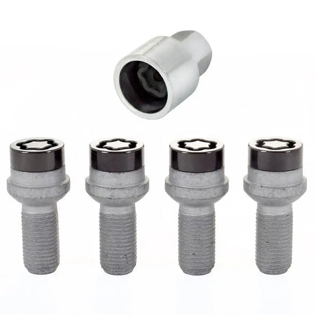 McGard Wheel Lock Bolt Set - 4pk. (Radius Seat) M14X1.5 / 17mm Hex / 26.7mm Shank Length - Black - 28318
