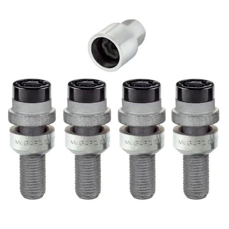 McGard Wheel Lock Bolt Set - 4pk. (Radius Seat) M14X1.5 / 17mm Hex / 28.2mm Shank Length - Black - 28320