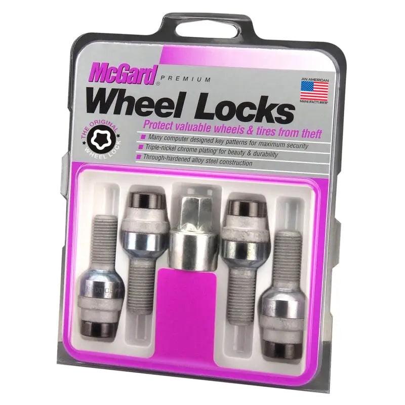 McGard Wheel Lock Bolt Set - 4pk. (Radius Seat) M14X1.5 / 17mm Hex / 28.2mm Shank Length - Black - 28320