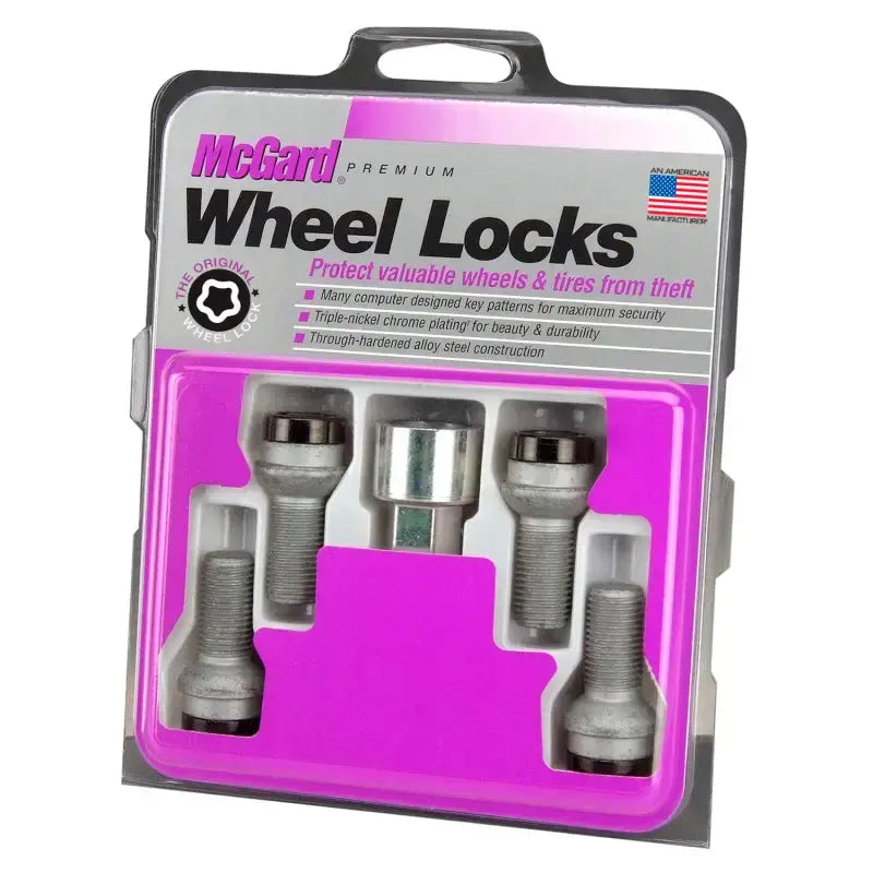 McGard Wheel Lock Bolt Set - 4pk. (Radius Seat) M14X1.5 / 17mm Hex / 26.7mm Shank Length - Black - 28318