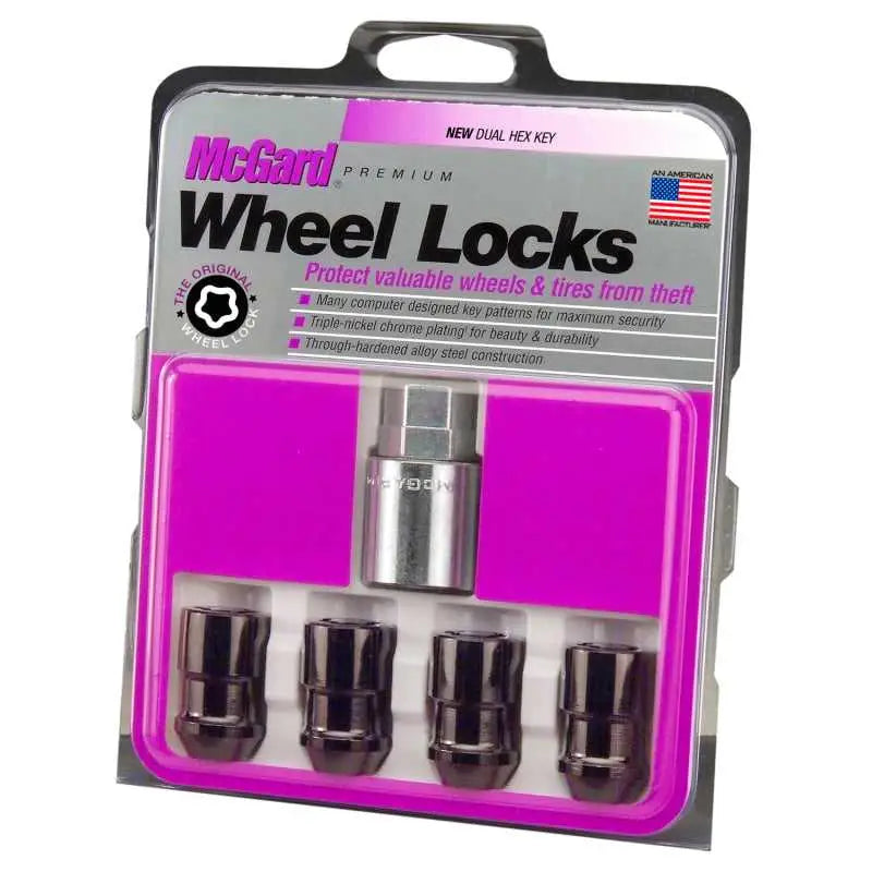 McGard Wheel Lock Nut Set - 4pk. (Cone Seat) 1/2-20 / 3/4 & 13/16 Dual Hex / 1.46in. Length - Black 