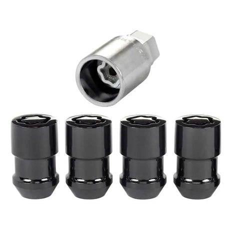 McGard Wheel Lock Nut Set - 4pk. (Cone Seat) 1/2-20 / 3/4 & 13/16 Dual Hex / 1.46in. Length - Black 