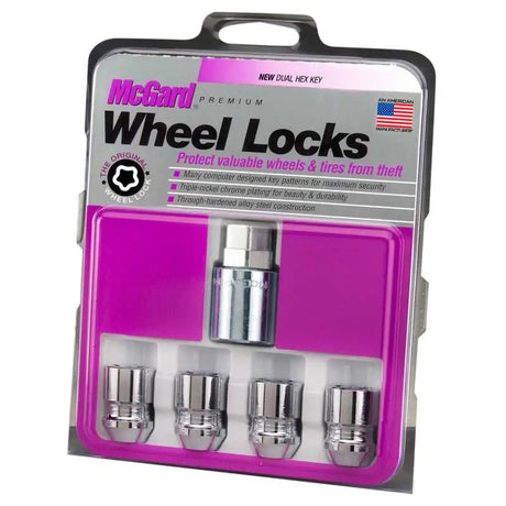 McGard Wheel Lock Nut Set - 4pk. (Cone Seat) M12X1.25 / 19mm & 21mm Dual Hex / 1.28in. L - Chrome 