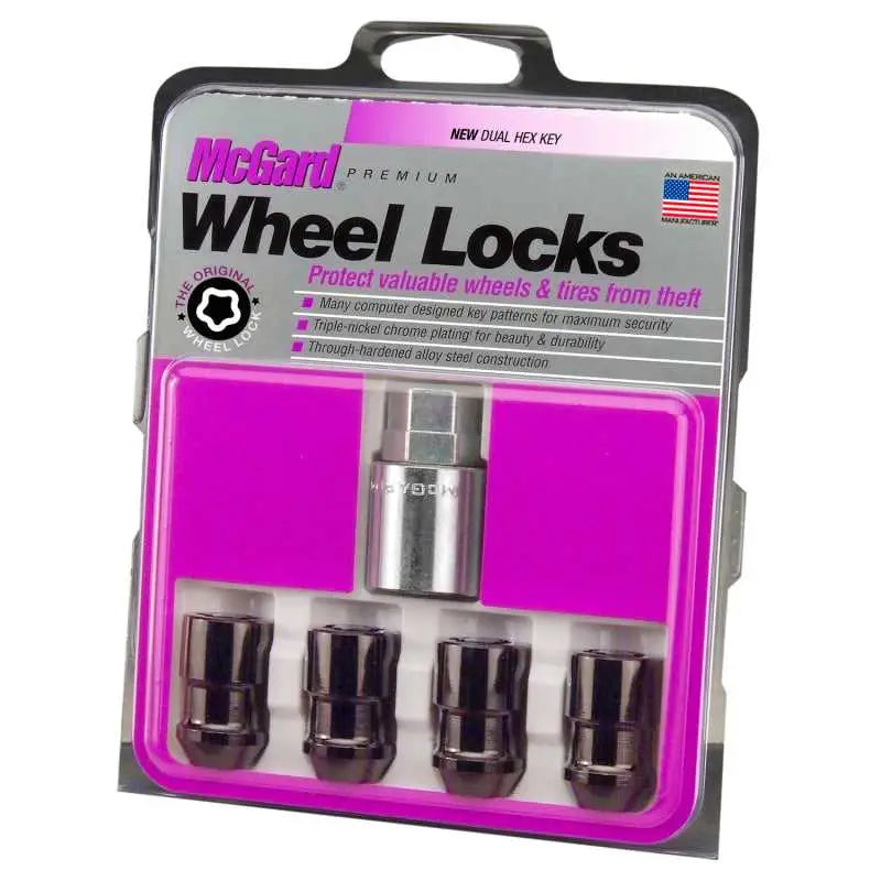 McGard Wheel Lock Nut Set - 4pk. (Cone Seat) M12X1.5 / 19mm & 21mm Dual Hex / 1.46in. Length - Black 