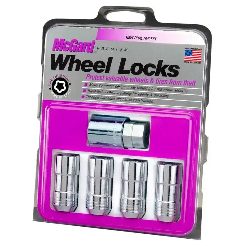 McGard Wheel Lock Nut Set - 4pk. (Cone Seat) M14X1.5 / 21mm & 22mm Dual Hex / 1.965in. L - Chrome 