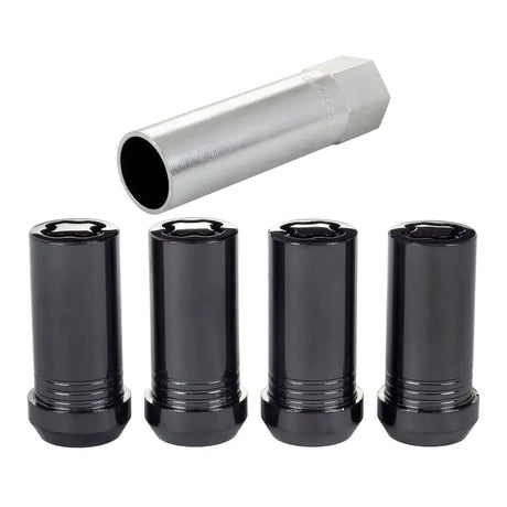 McGard Wheel Lock Nut Set - 4pk. (Tuner / Cone Seat) M14X1.5 / 1in. Hex / 1.935in. Length - Black - 25112