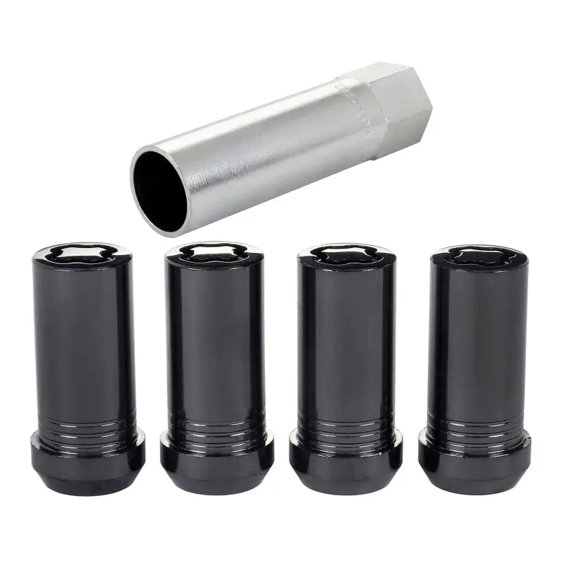 McGard Wheel Lock Nut Set - 4pk. (Tuner / Cone Seat) M14X1.5 / 1in. Hex / 1.935in. Length - Black - 25112