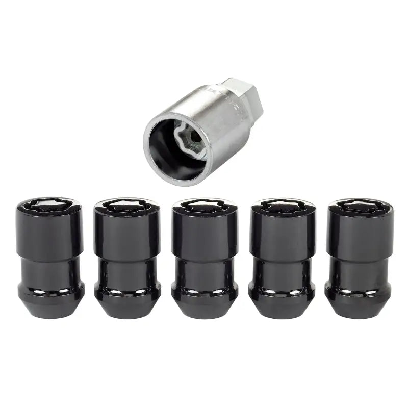 McGard Wheel Lock Nut Set - 5pk. (Cone Seat) 1/2-20 / 3/4 &13/16 Dual Hex / 1.46in. Length - Black - 24548