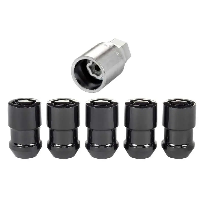 McGard Wheel Lock Nut Set - 5pk. (Cone Seat) 1/2-20 / 3/4 &13/16 Dual Hex / 1.46in. Length - Black 