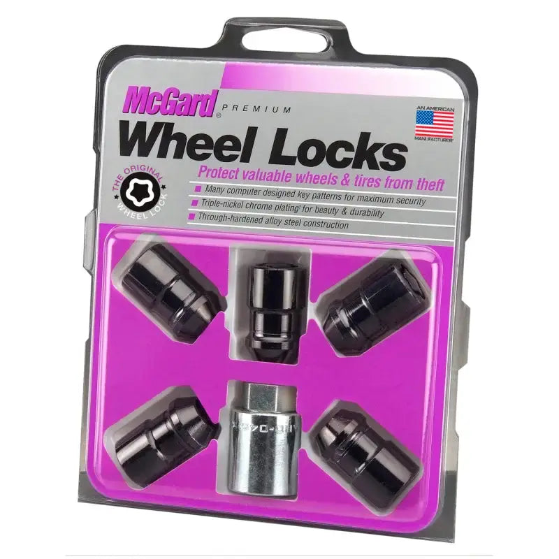 McGard Wheel Lock Nut Set - 5pk. (Cone Seat) M12X1.5 / 3/4 Hex / 1.46in. Length - Black - 24526