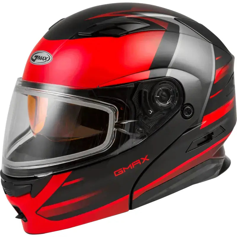 GMAX Md 01s Modular Snow Helmet Descendant Matte Black/Red 2x
