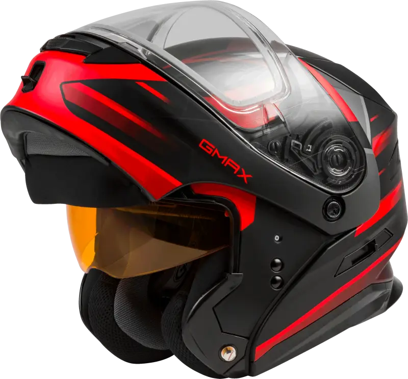 Md 01s Modular Snow Helmet Descendant Matte Black/Red 2x 