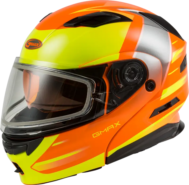 GMAX Md 01s Modular Snow Helmet Descendant Neon Org/Hi Vis Sm