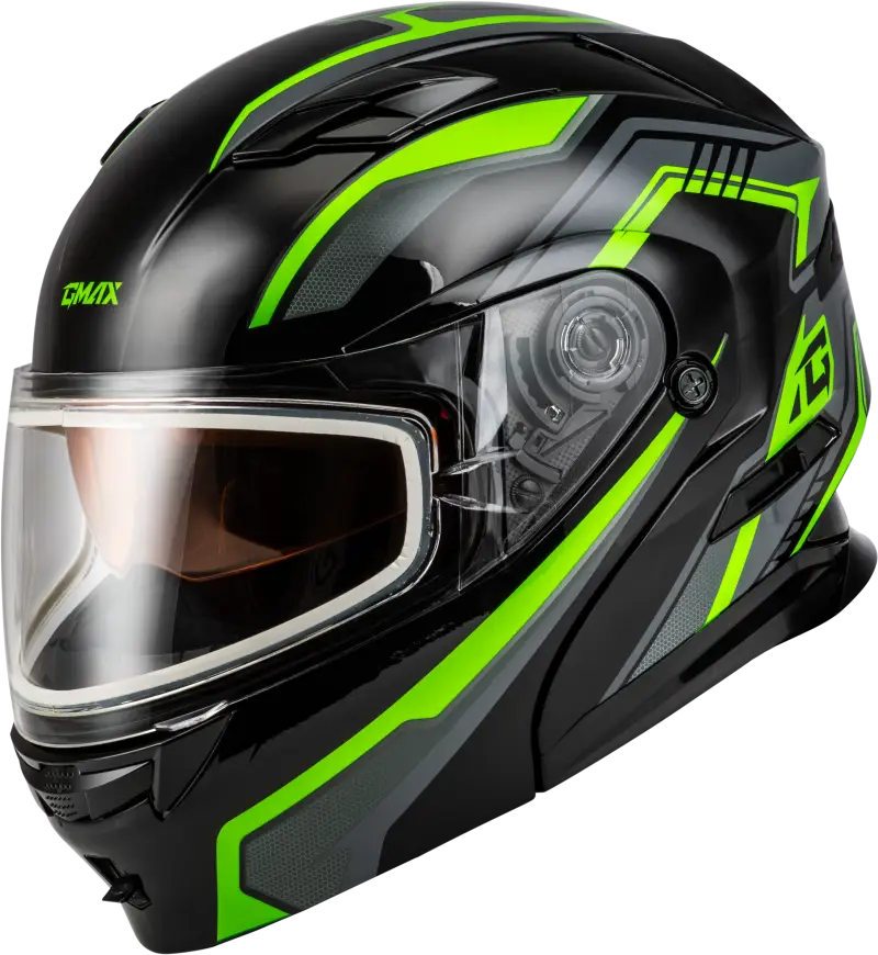 Md 01s Transistor Snow Helmet Black/Grey/Green 2x - Powersports
