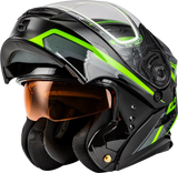 Md 01s Transistor Snow Helmet Black/Grey/Green 3x - Powersports