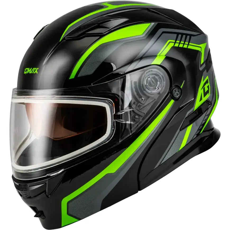 Md 01s Transistor Snow Helmet Black/Grey/Green - Powersports