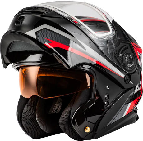 Md 01s Transistor Snow Helmet Black/Red - Powersports
