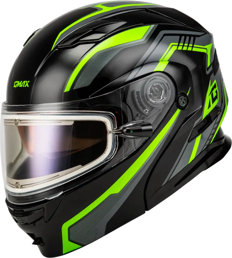 Md 01s Transistor Snow Helmet W Elec Shld Blk/Grey/Green 3x - Powersports